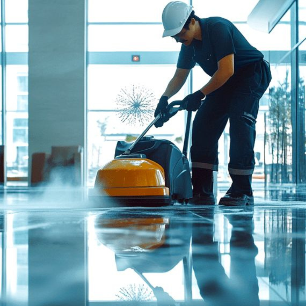 Commercial cleaning services in Brisbane and Adelaide with professional floor scrubbing and steam cleaning by The Clean Master.