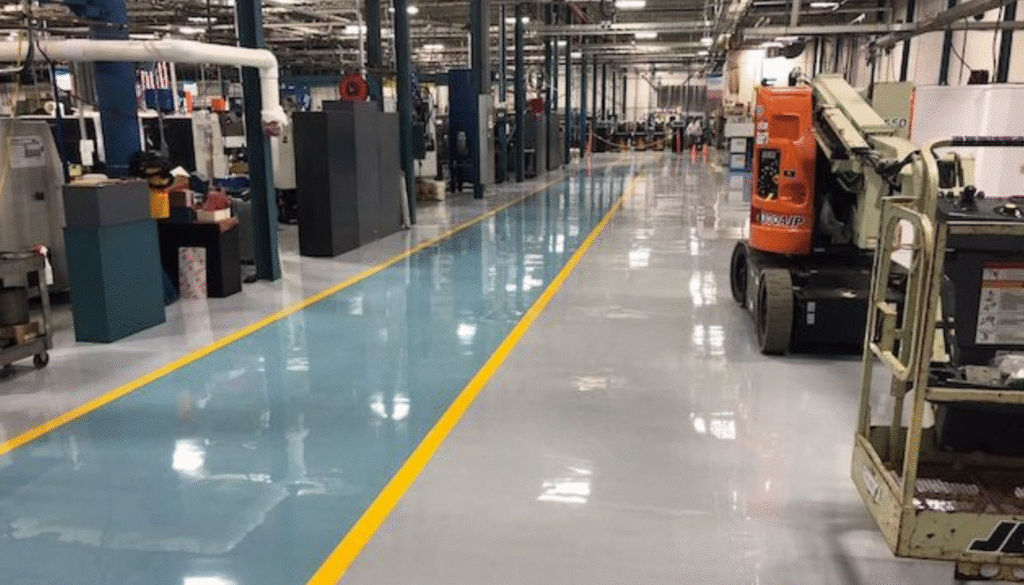 Indoor Cleaning services for industrial floors with safety markings in Brisbane and Adelaide