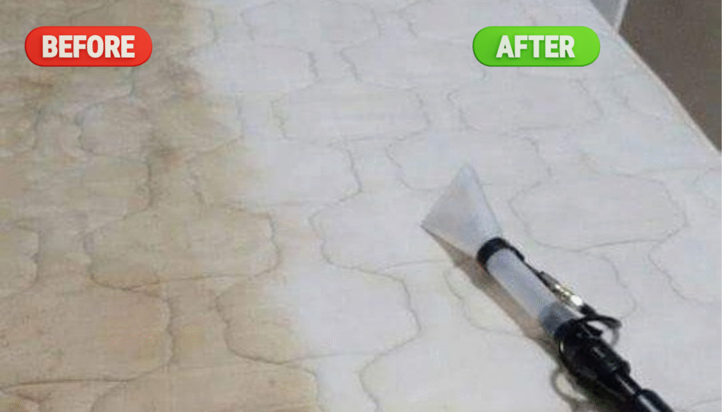 Mattress cleaning before and after hygiene cleaning by The Clean Master in Brisbane and Adelaide for residential and commercial clients