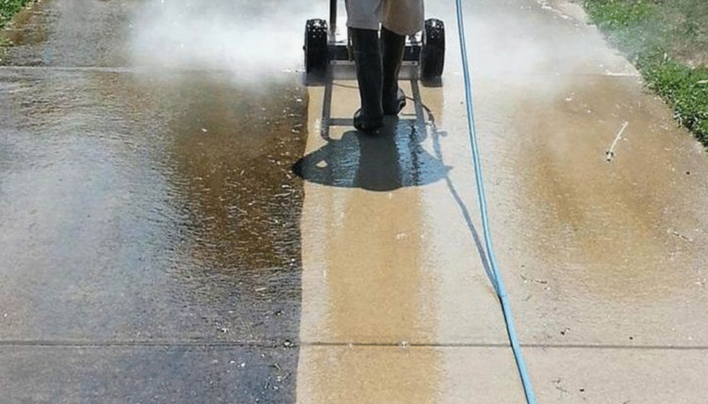 Outdoor Cleaning concrete surface with high pressure washing in Brisbane and Adelaide