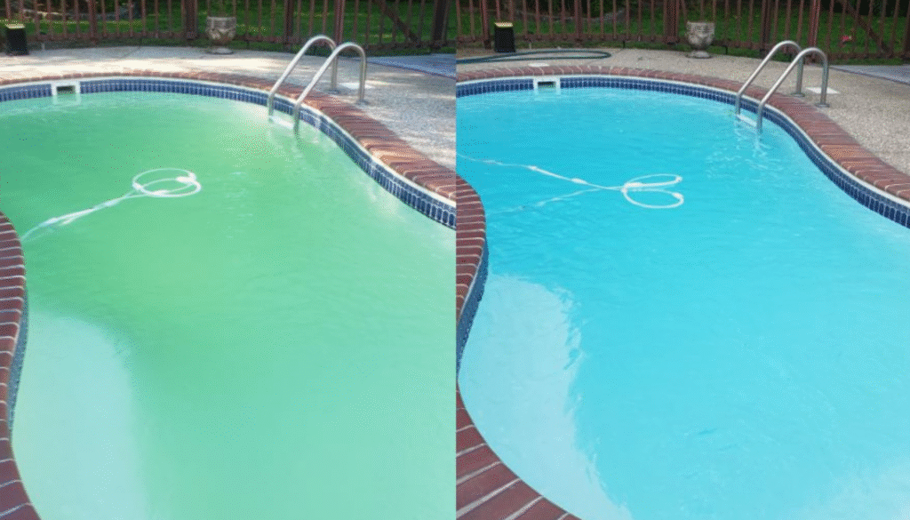 Outdoor Cleaning pool service before and after by The Clean Master in Brisbane and Adelaide