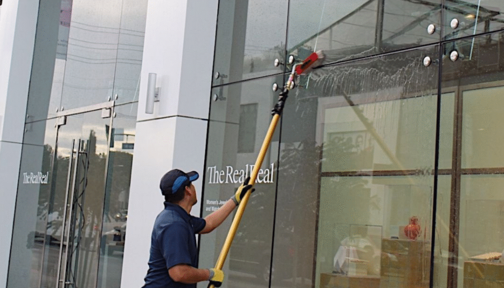 Outdoor Cleaning services for commercial glass windows in Brisbane and Adelaide
