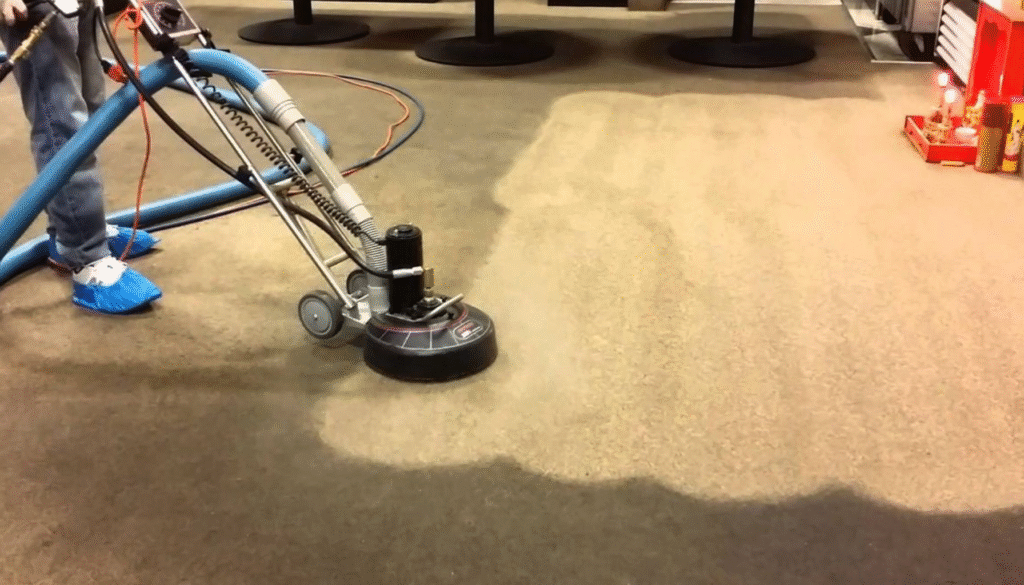 Round machine carpet cleaning in Brisbane & Adelaide by The Clean Master for residential and commercial spaces