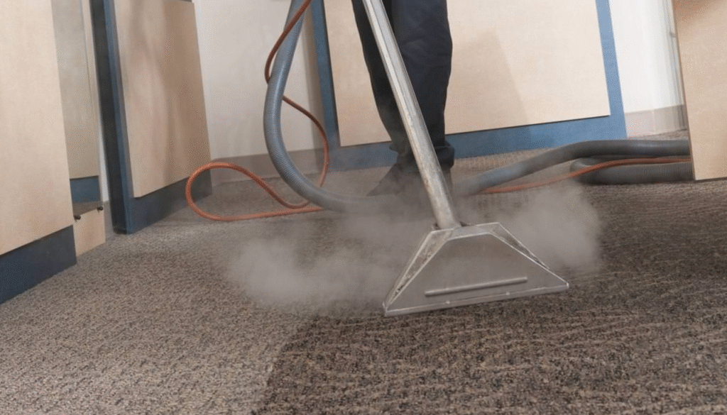 Rug Steam Cleaning service for commercial carpet in Adelaide office by The Clean Master.
