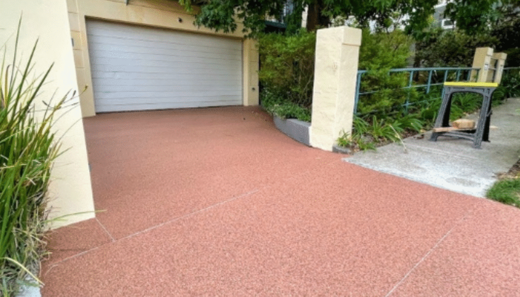 High Pressure Driveway Cleaning on colored driveway in Adelaide by The Clean Master
