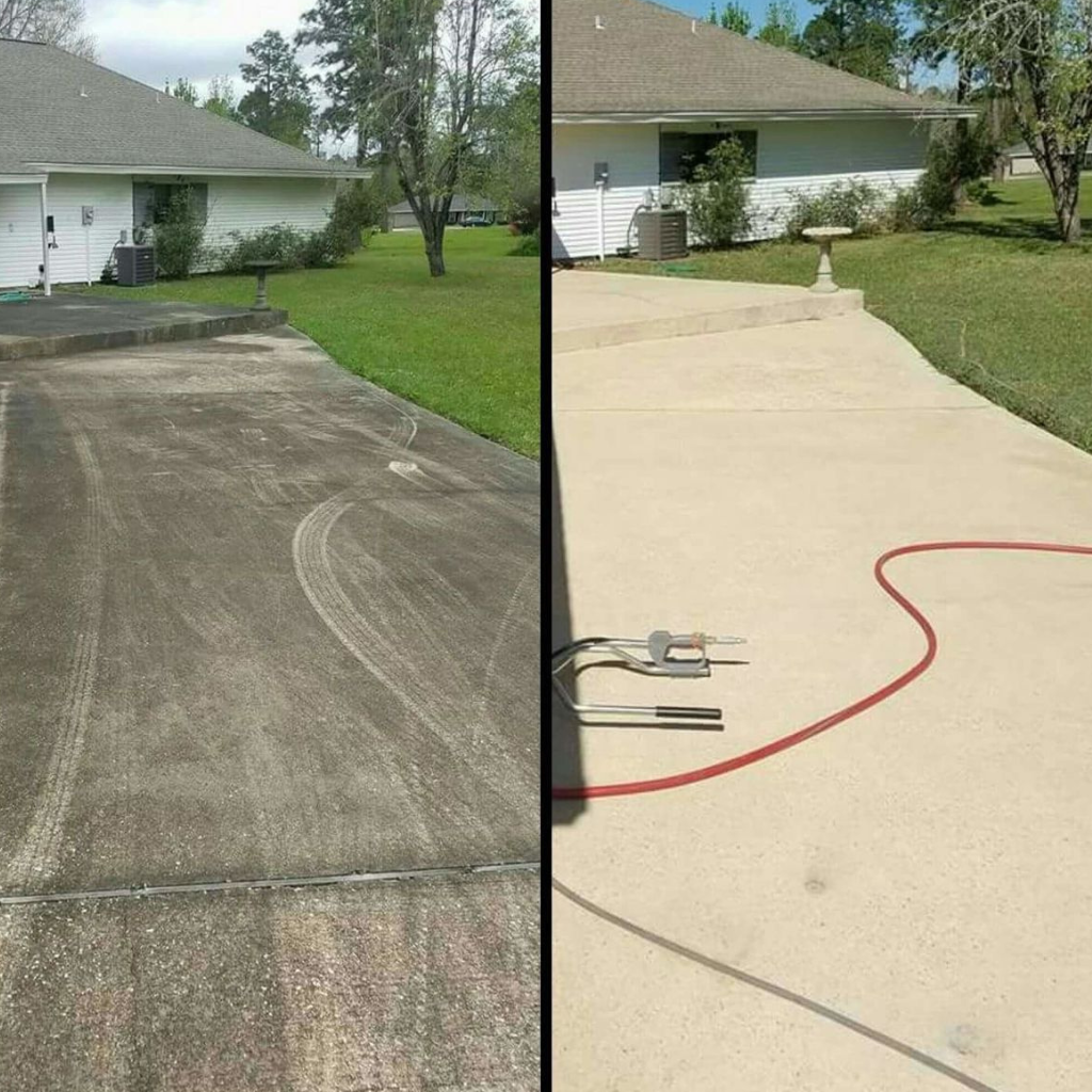 High Pressure Driveway Cleaning before and after results by The Clean Master in Brisbane and Adelaide