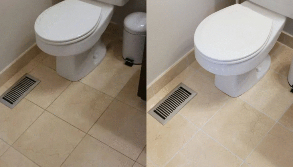 Tile Grouting Cleaning and Sealing bathroom before and after service in Brisbane